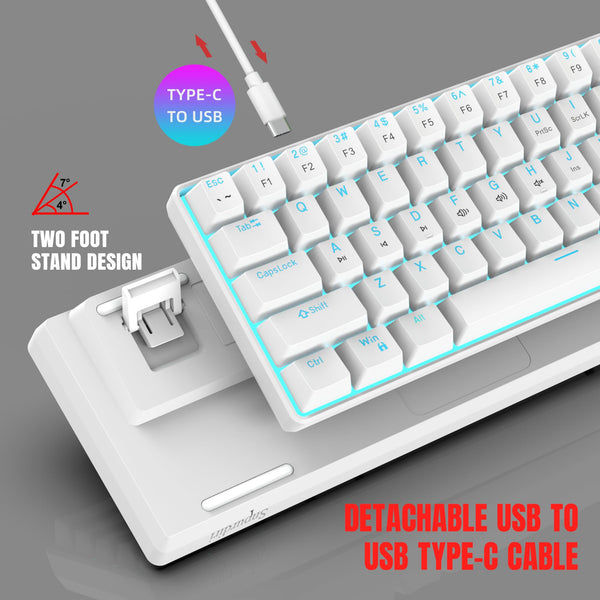 Snpurdiri 60% Wired Mechanical Gaming Keyboard, Mini 61-Key With Red Switches for PC, Windows XP, Win 7, Win 10 (Black-Red)