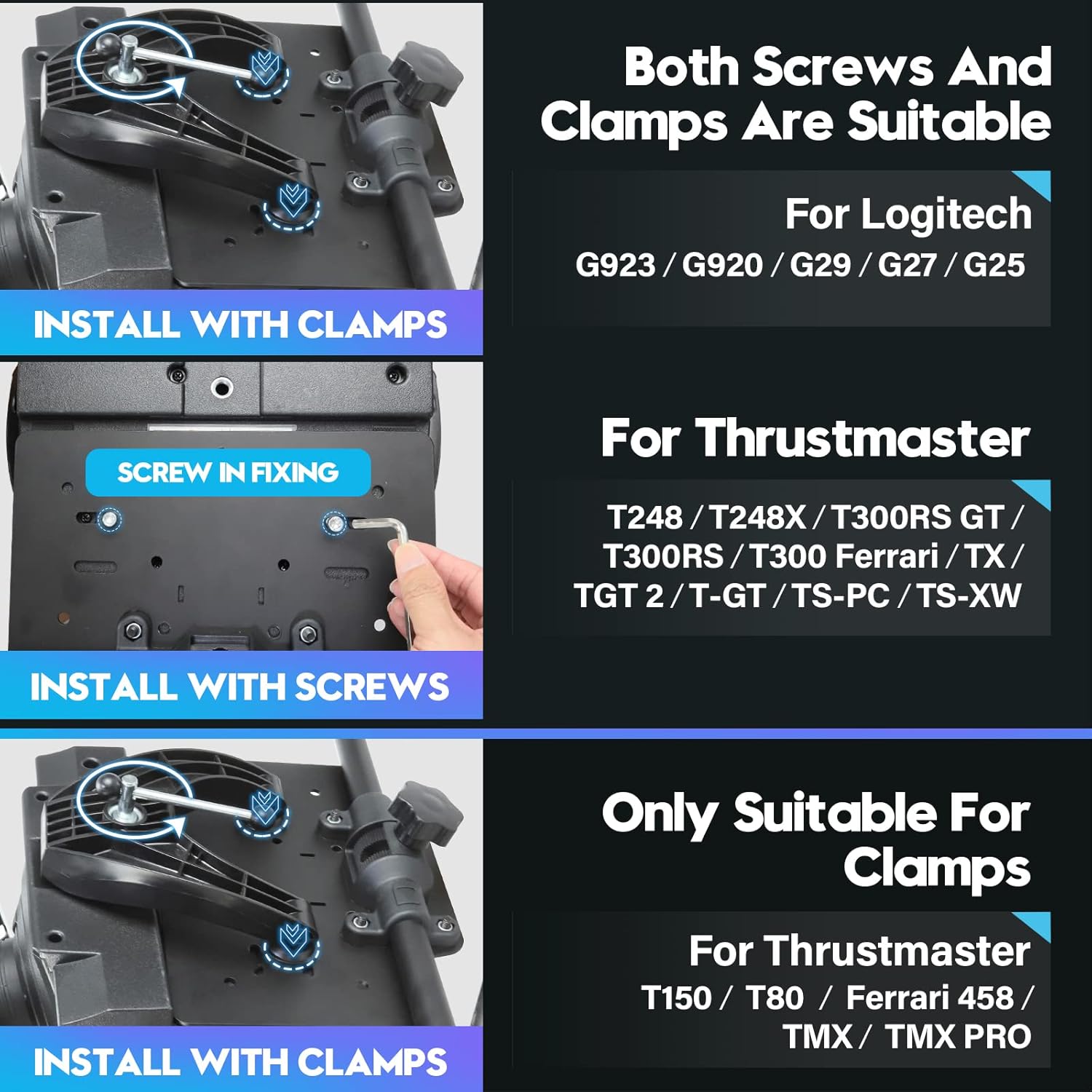 DIWANGUS UK Steering Wheel Stand for Logitech G29/G920/G923, Foldable Racing Wheel Stand, Adjustable Height/Angle, Fit for Thrustmaster T300/T248(STAND ONLY)