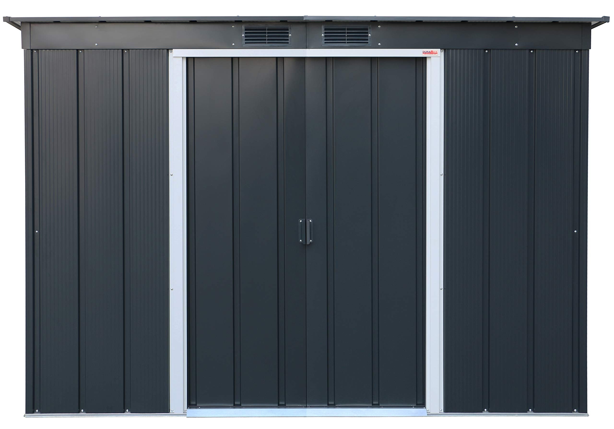 Duramax ECO 8 x 8 (6.35 m2) Metal Garden Storage Shed, Hot-Dipped Galvanized Metal Garden Shed, Tool Storage Shed, Strong Reinforced Roof Structure, Maintenance-Free Metal Shed, Anthracite