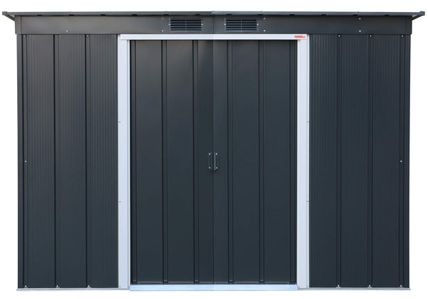 Duramax ECO 8 x 8 (6.35 m2) Metal Garden Storage Shed, Hot-Dipped Galvanized Metal Garden Shed, Tool Storage Shed, Strong Reinforced Roof Structure, Maintenance-Free Metal Shed, Anthracite