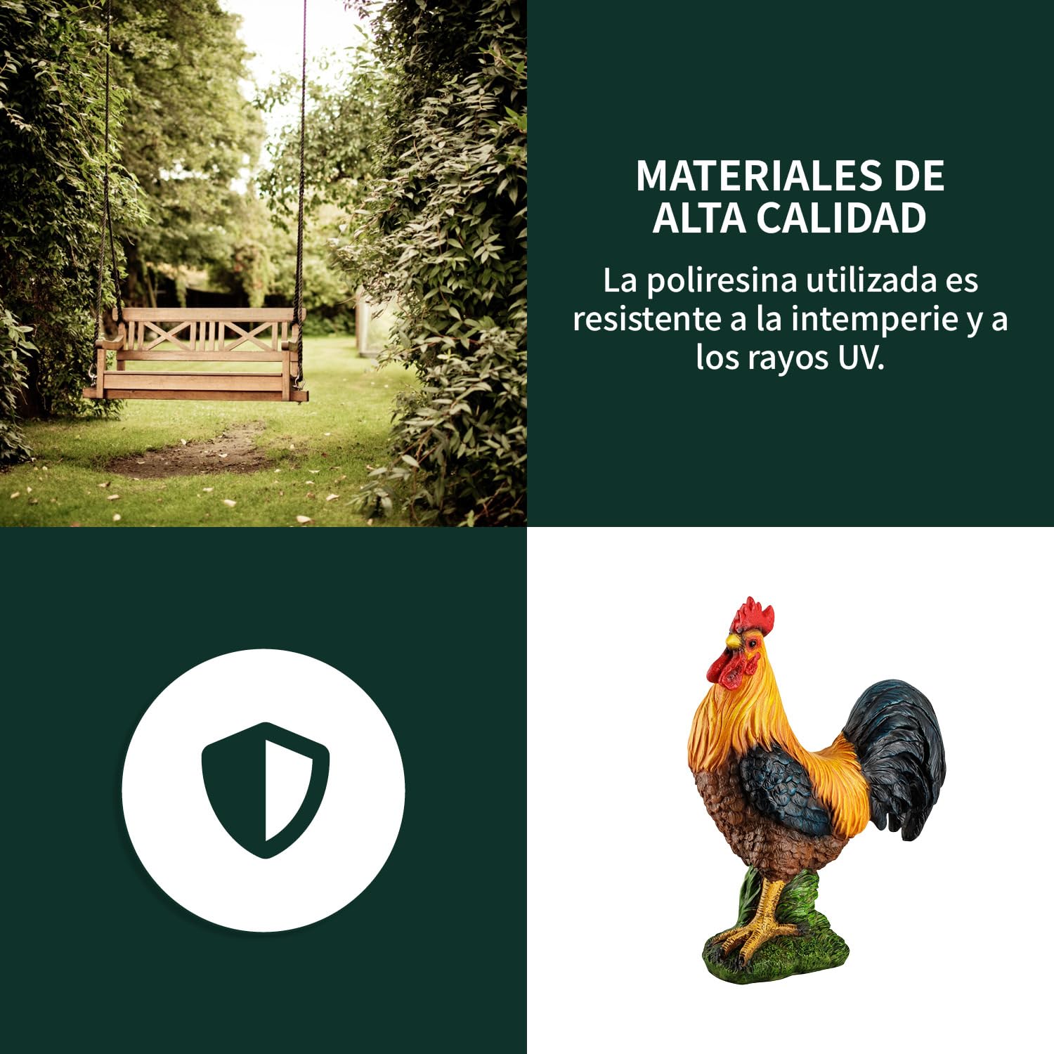 1PLUS Polyresin Cockerel Garden Figurine Garden Decoration Resin Decorative Cockerel