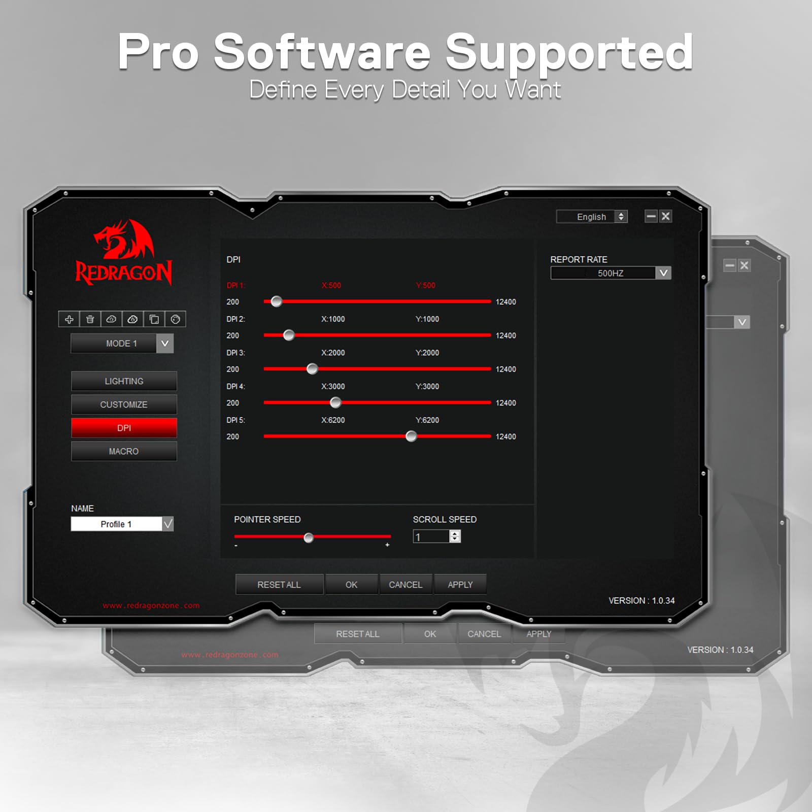 Redragon M908 Impact RGB LED MMO Mouse with Side Buttons Optical Wired Gaming Mouse with 12,400DPI, High Precision, 20 Programmable Mouse Buttons