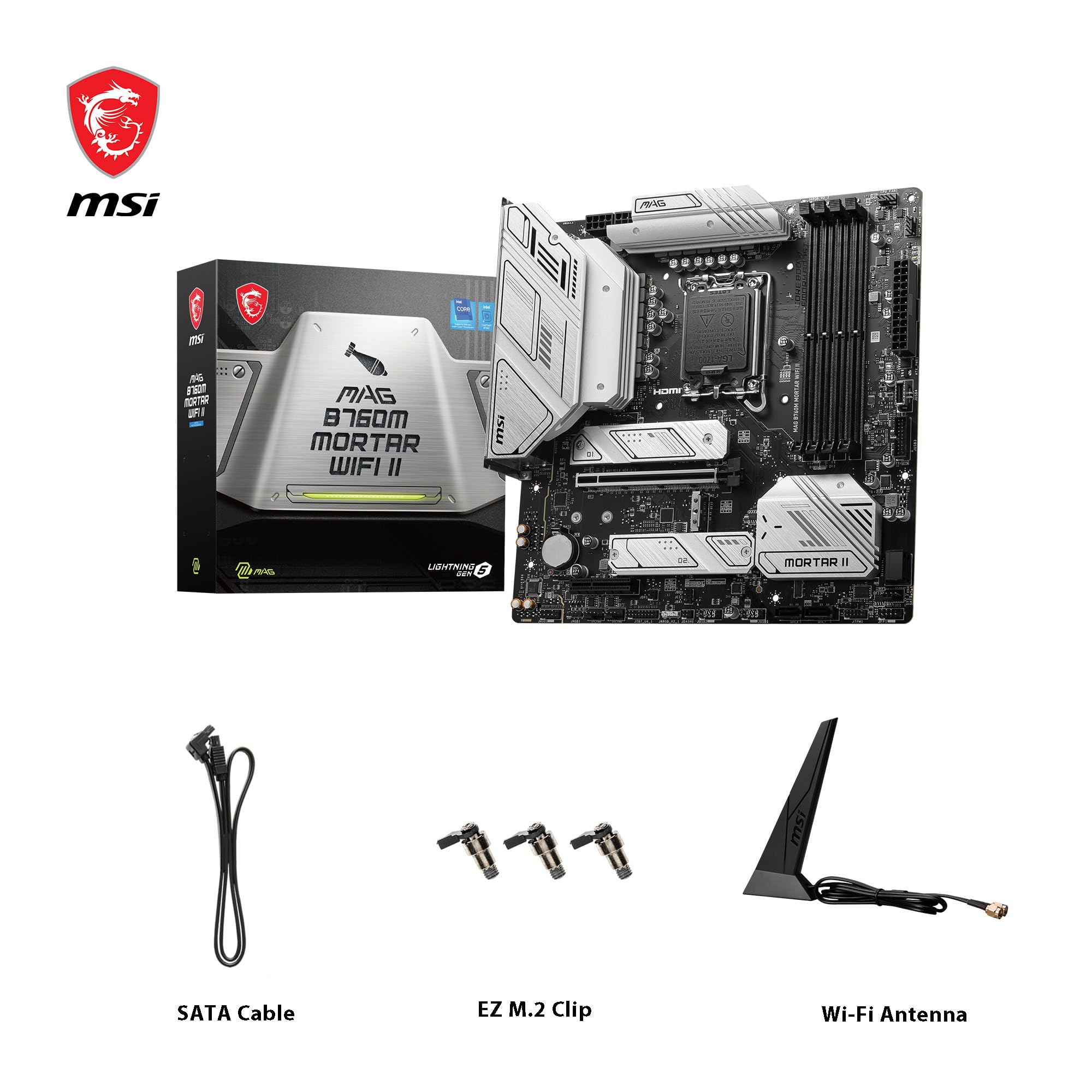 MSI B760 GAMING PLUS WIFI DDR4 Motherboard, ATX - Supports Intel 14th, 13th & 12th Gen Core Processors, LGA 1700 - DDR4 Memory Boost 5333+MHz/OC, 1x PCIe 4.0 x16, 2 x M.2 Gen4, 2.5G LAN, Wi-Fi 6E