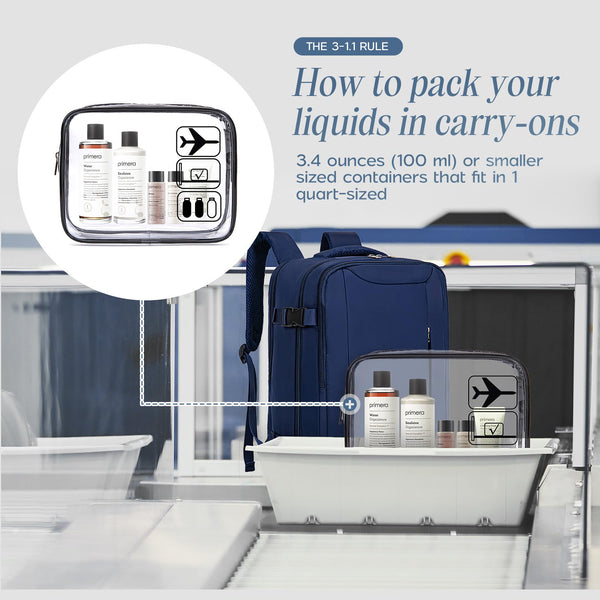 Xkdoai for Ryanair Cabin Bags 40x20x25, Travel Backpack with TSA Approved Clear Bag, Travel Bag Underseat Carry-ons Hand Luggage Bag for Travelling Casual Daypack for Ryan Air Plane