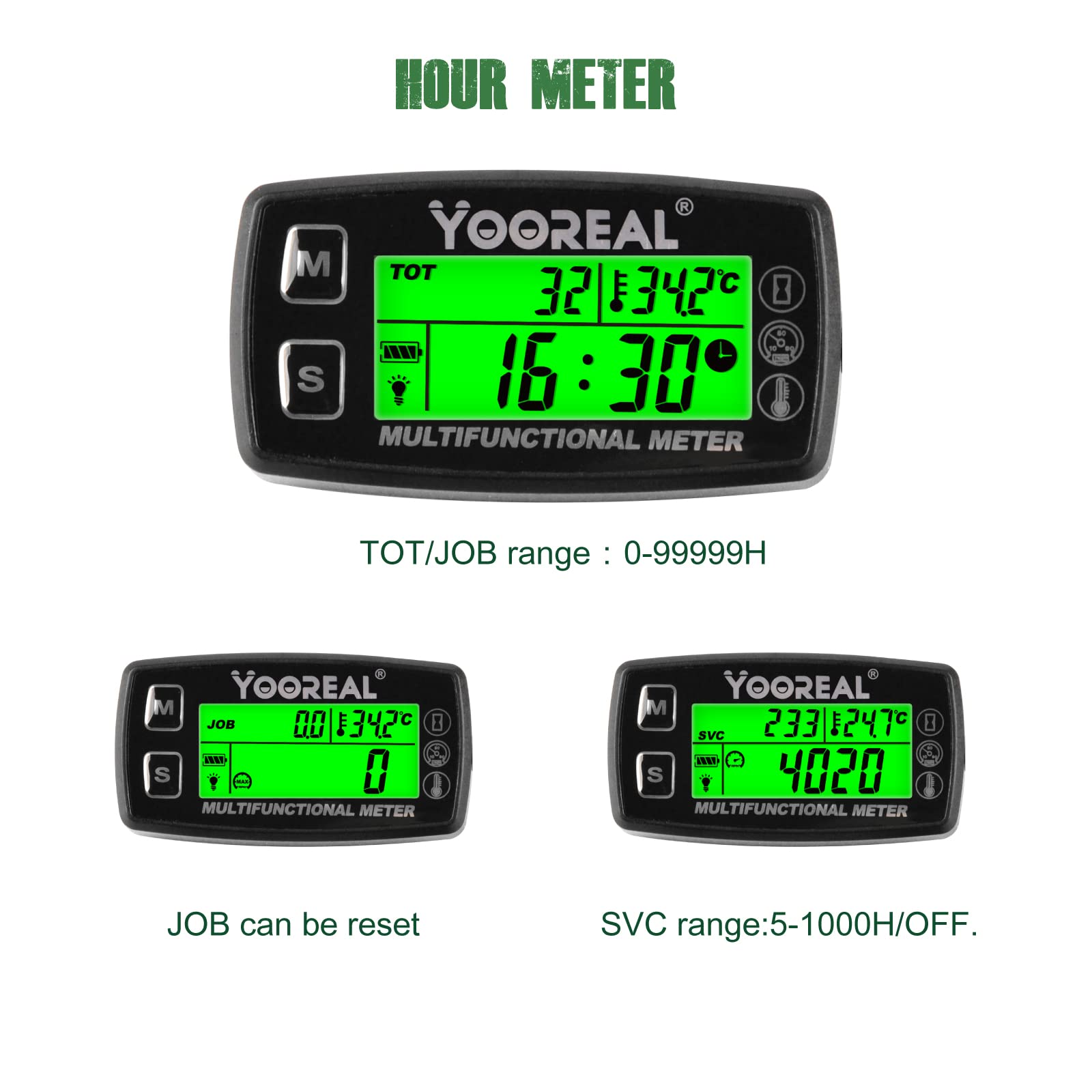 Yooreal Engine Temperature Gauge,TEMP Meter,User Shutdown Tachometer for Scooter Snowmobile Mini Bike Motorcycle Lawn Mower Generator Dump Truck