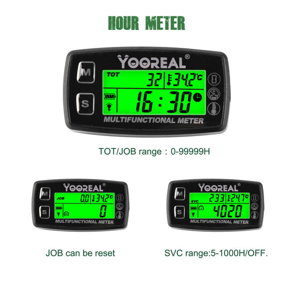 Yooreal Engine Temperature Gauge,TEMP Meter,User Shutdown Tachometer for Scooter Snowmobile Mini Bike Motorcycle Lawn Mower Generator Dump Truck
