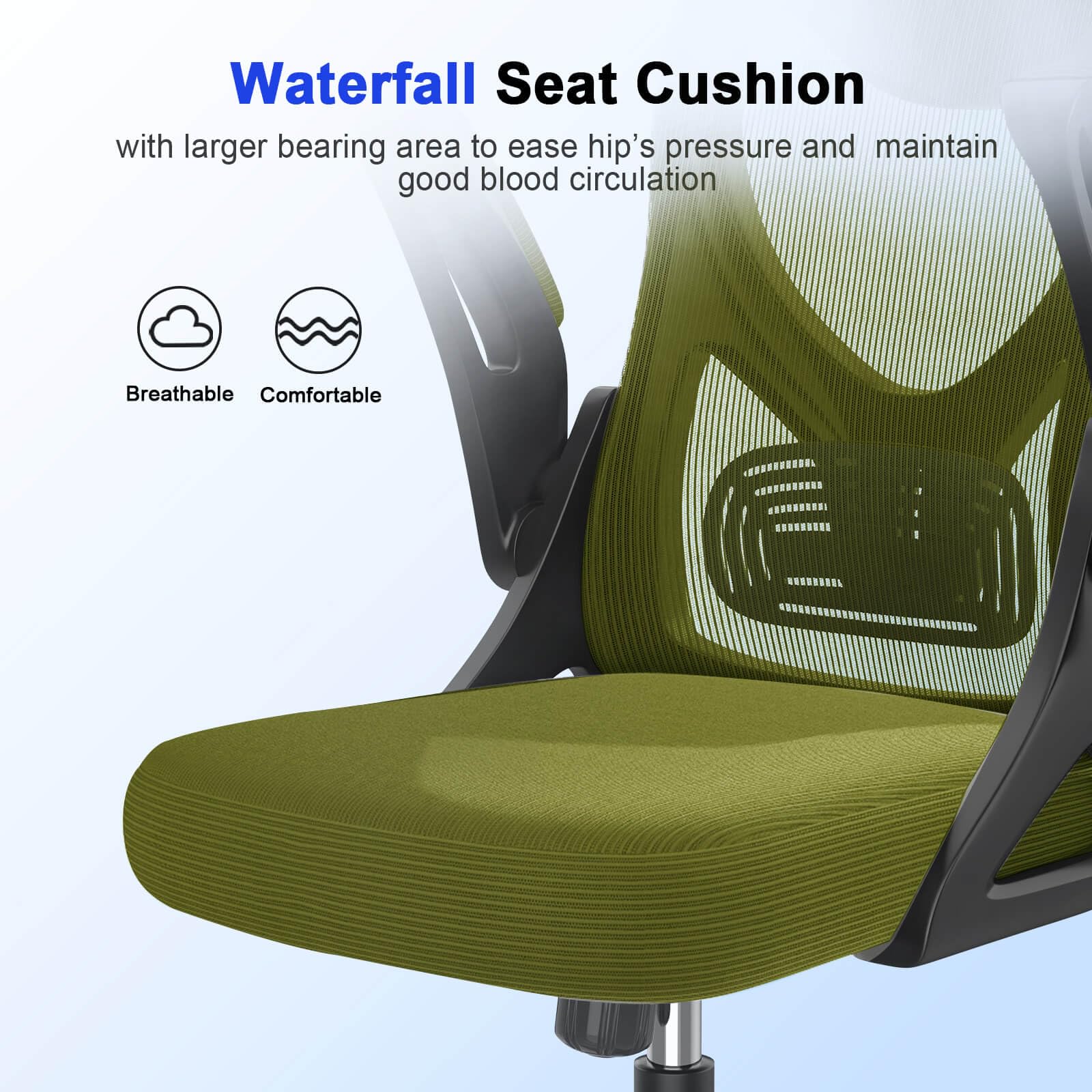 Office Chair - Ergonomic Desk Chair with Lumbar Support Headrest Adjustable, Padded Flip-up Armrests Comfy Seat Cushion High Back Executive Manager Chair For Home Office