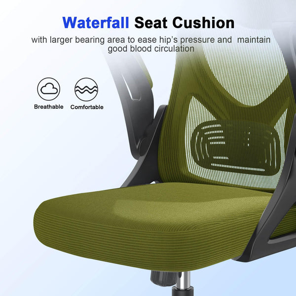 Office Chair - Ergonomic Desk Chair with Lumbar Support Headrest Adjustable, Padded Flip-up Armrests Comfy Seat Cushion High Back Executive Manager Chair For Home Office