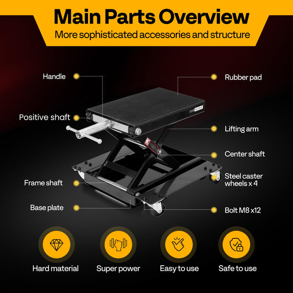 VIVOHOME Motorcycle Scissor Lift Jack Height Adjustable Heavy Duty Steel with Anti Slip Wide Deck Hoist Crank Center Stand 500KG Capacity for Motorcycles, ATVs, Dirt Bikes