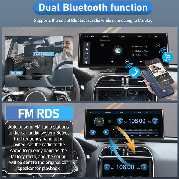 Portable Car Stereo,for Wireless Apple Carplay & Android Auto,7 Inch 1080P HD Touch Screen Radio with BT 5.0, Mirror Link Support Truck RV Dash Mount (7 inch)