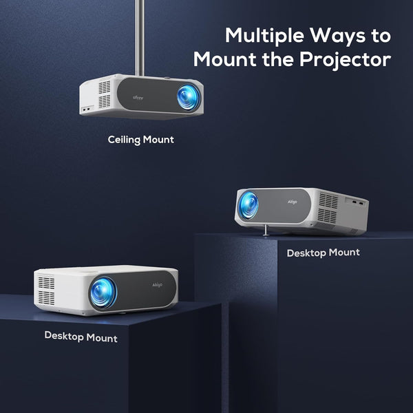 4K Projector, AKIYO 20000 Lumen WiFi 6 Bluetooth Full HD 1080P Outdoor Projector, Zoom Function, 300" Display Home Theater Movie Projectors, Compatible with TV Stick/HDMI/USB/iPhone/Android/Smartphone