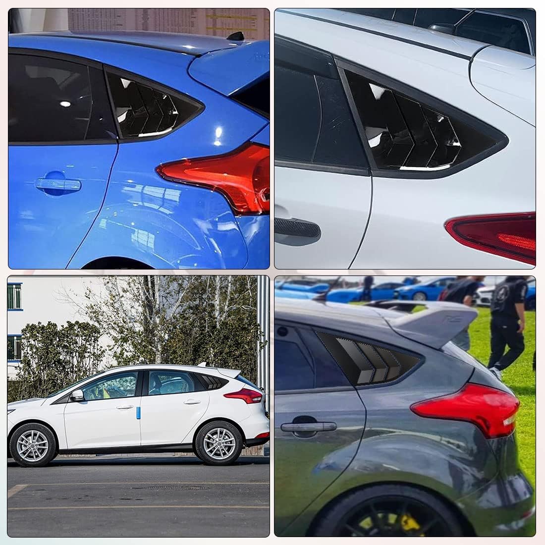 Louvers Car Rear Window Blinds Side Tuyere Louvers Vent Compatible for Focus ST RS MK3 Hatchback 2012-2018 Louver Accessories (Matte Black)