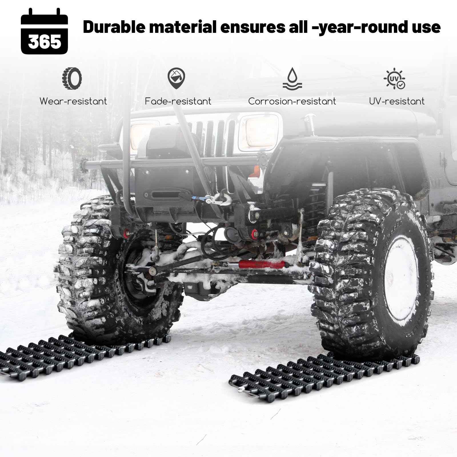 COSTWAY 2 Pack Tire Traction Mats, Folding Non-Slip TPR Recovery Track for Sand/Mud/Snow Off-road, Tire Ladder Pad Emergency Devices for Cars, Trucks, Van (100 x 21 x 3cm)