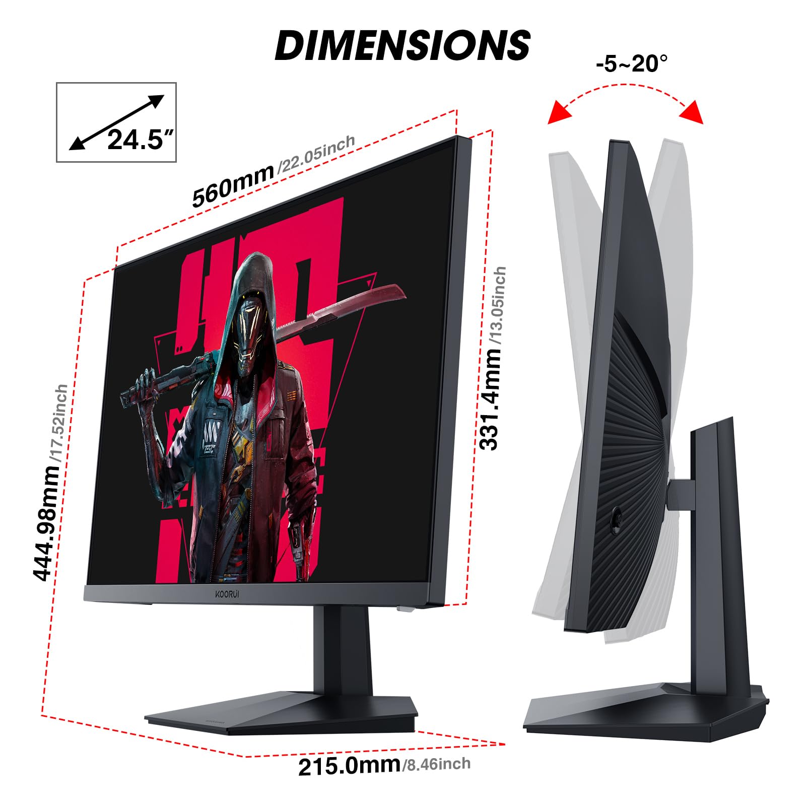KOORUI 32 inch Curved Gaming Monitor,1440p(2560x1440),170Hz.1ms, 2K, QHD,VA 1500R, HDR10,Adaptive Sync, VESA & Eye Care Ultra-Thin Support DP/HDMI