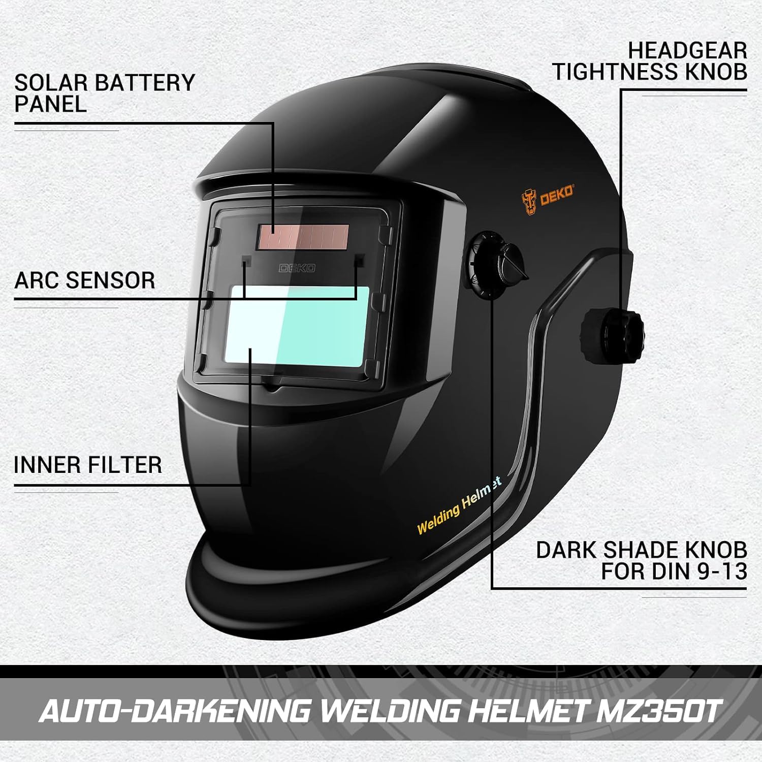 DEKO Welding Helmet Auto Darkening: True Color Solar Powered Auto Darkening Welding Helmets Welder Mask Hood (Skull Design)