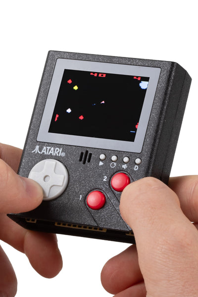 Official Atari Cartridge Handheld Mini Arcade Console with 3 Games - Pong Sports, Asteroids & Missle Command, 2" Colour Screen, Keyring, Retro Gaming Console Gift for Him and Her