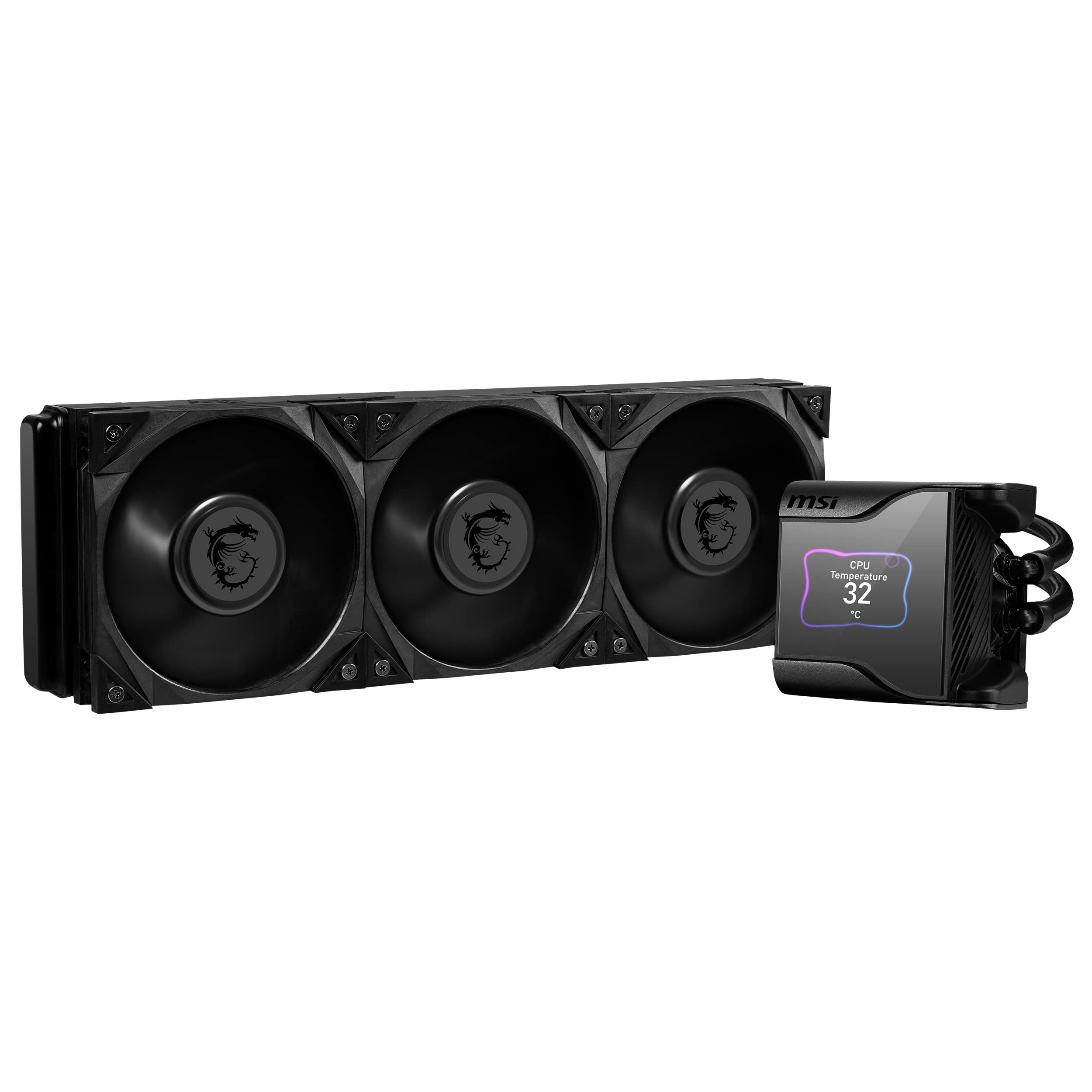 MSI MAG CORELIQUID 360R V2 AIO CPU Liquid Cooler - Rotatable ARGB Blockhead, Integrated Radiator Pump, Split-Flow Water Cooling, Evaporation-Proof Tubing, Easy to Install - AMD & Intel Compatible