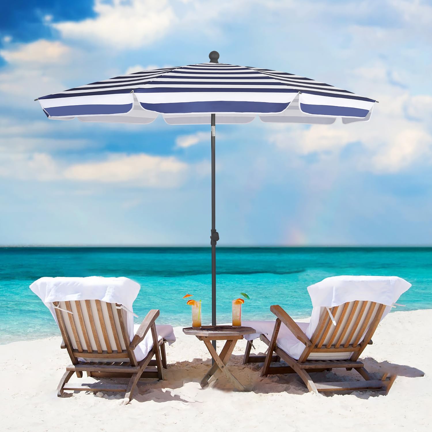 Sekey 2m Garden Parasol with Umbrella Cover - Adjustable and Portable Patio Umbrella for Beach, Garden, Pool, and Patio - UPF 50+ Sun Protection