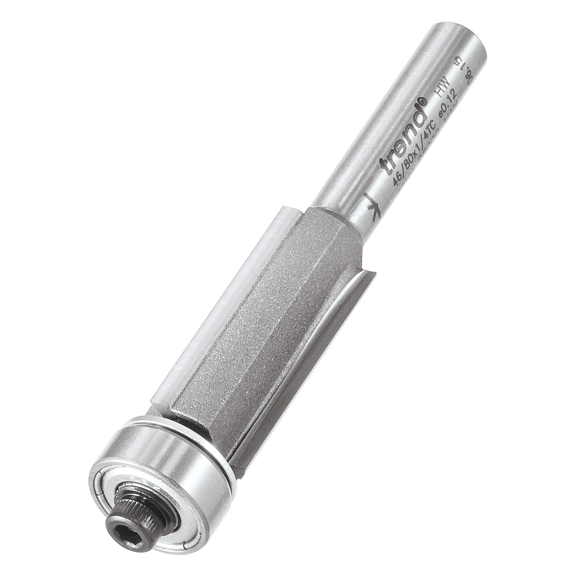 Trend Professional Guided Trimmer, 1/2 Inch Shank, 12.7mm Cut Diameter, 50mm Cut Length, Tungsten Carbide Tipped, 46/23X1/2TC