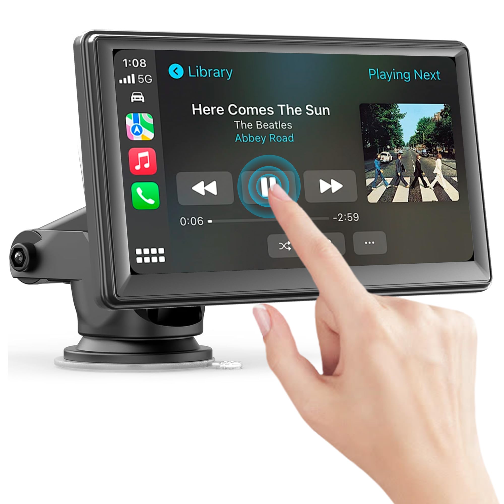 Wireless Apple Carplay & Android Car Stereo Headunit with IPS Carplay Display, Digital Receiver, Siri / Google GPS Navigation, Bluetooth, Mirror Link, FM, AUX (7 Inch CarPlay & Android Auto)