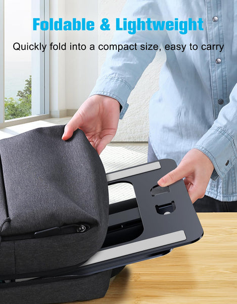 Laptop Stand Lap Desk, Ergonomic Foldable Computer Stand with Adjustable Height, Ventilated Aluminium Alloy Riser Compatible with MacBook Air, Pro, All 10-16" Laptops (Silver)