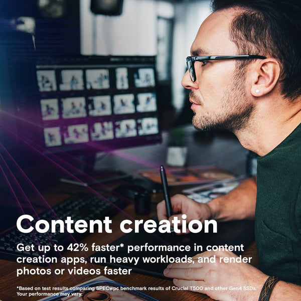 Crucial T500 2TB SSD PCIe Gen4 NVMe M.2 Internal Gaming PS5 SSD with Heatsink, Up to 7400MB/s, Compatible with PlayStation 5, TLC NAND, Desktop PC, Solid State Drive - CT2000T500SSD5