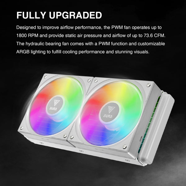 GAMDIAS AURA GL240 V2 AIO, 240mm CPU Liquid Cooler, Easy Cable Routing Design, Rotatable Performance Pump, 2 x 120mm Low-Noise PWM ARGB Fan w/ MB Sync, AMD AM5/AM4；Intel LGA 1851/1700/115x/1200, White