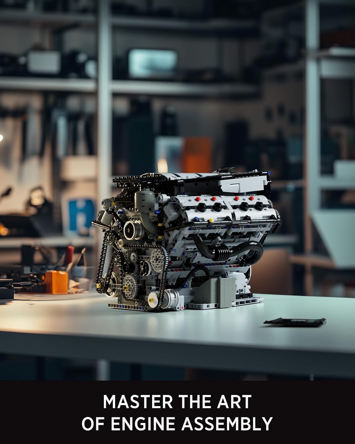 V8 Engine Building Set, Exclusive Advanced Collector's Engine Model to Build, Physical Science Experiment Toy for Adults, Home or Office Décor, Collectible Gifts (2725 PCS, NF10287)