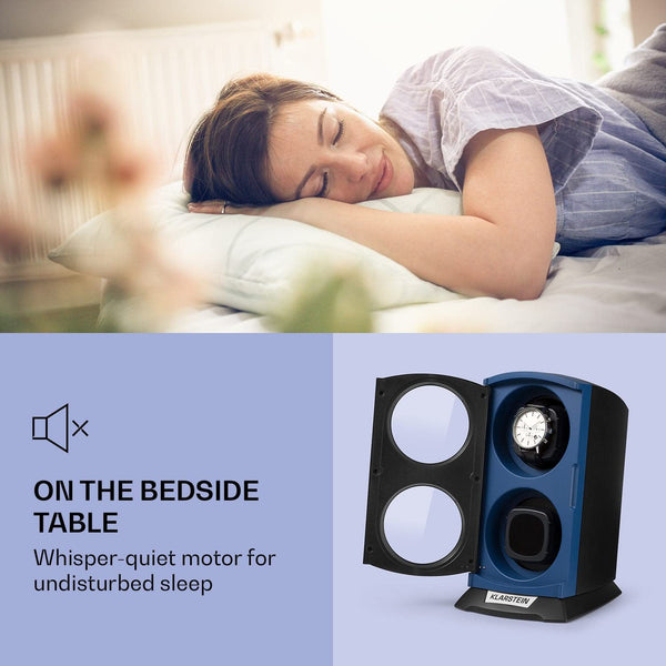 KLARSTEIN St. Gallen Premium - Automatic Watch Winder, Rotator, Holder, Case for 2 Watches, 4 Speeds, Right-Left Running