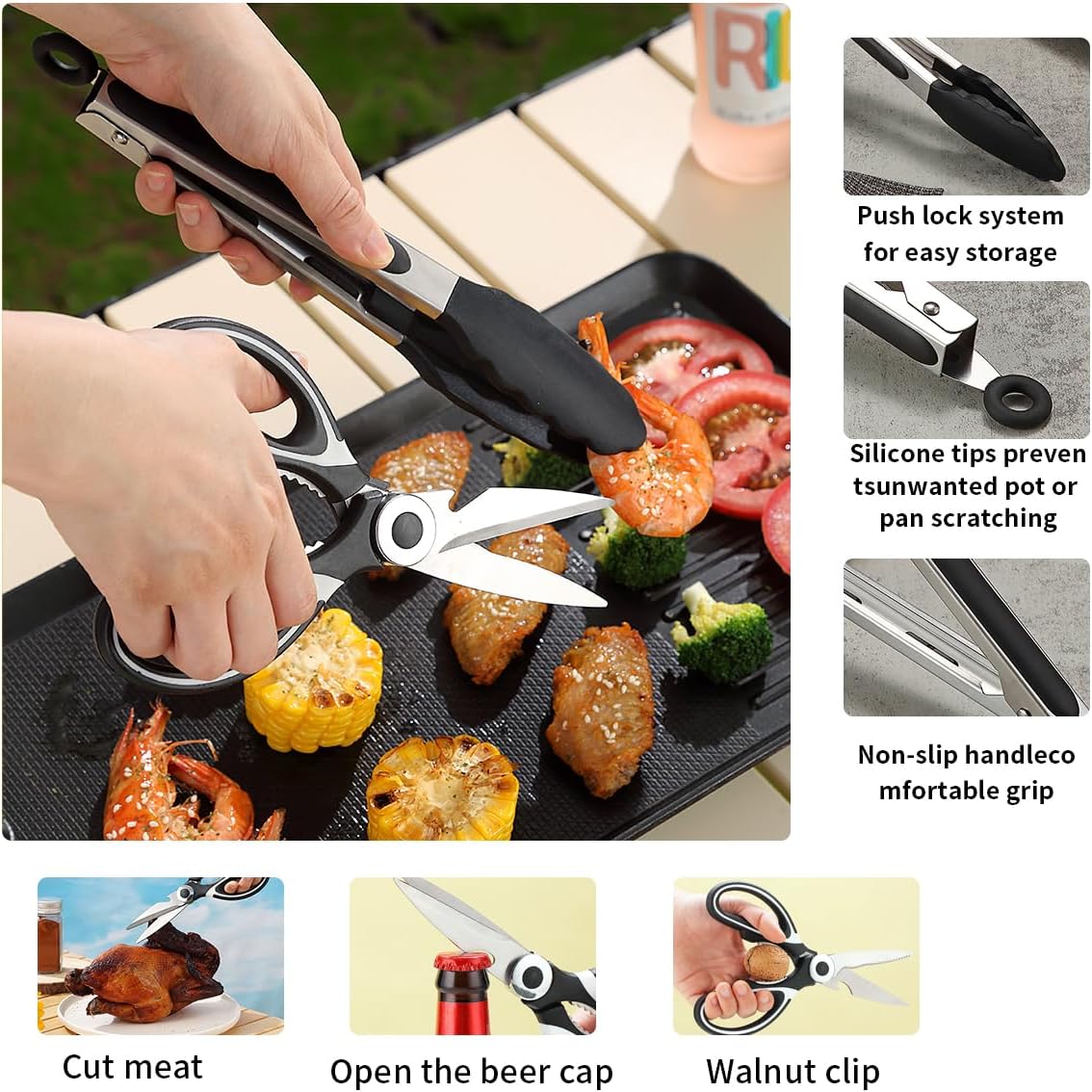 Camping Accessories, Evanda Camping Cooking Utensils, Travel Essentials, Portable Camping Kitchen Utensil Set for Travel, Picnics, RVs, Camping, BBQs, Parties