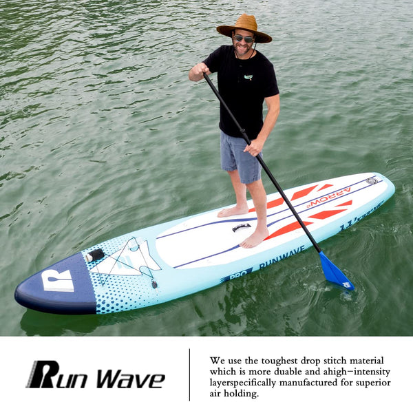Runwave Inflatable Stand Up Paddle Board 11'×33''×6''(6'' Thick) Non-Slip Deck with Premium SUP Accessories | Wide Stance, Bottom Fins for Surfing Control | Youth Adults Beginner