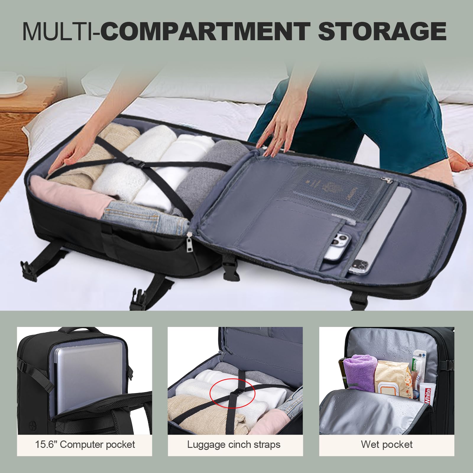 for Easyjet Cabin Bag 45x36x20, Travel Backpack with TSA Approved Clear Bag, Carry-ons Cabin Backpack for Travelling Underseat Cabin Bag Laptop Backpacks Luggage Set