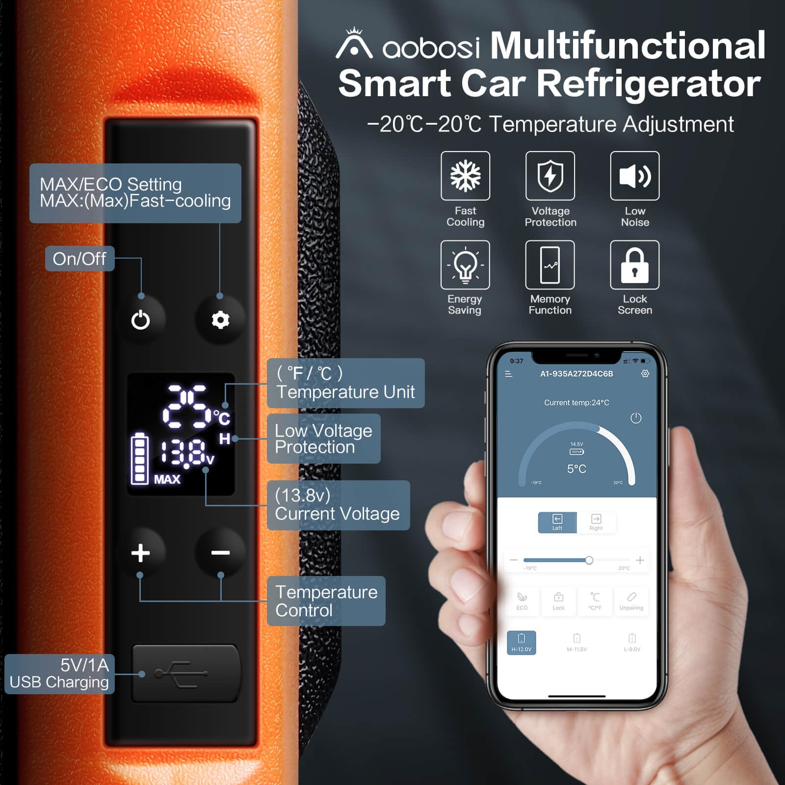 AAOBOSI 83L Campervan Fridge, Camping Refrigerator with APP Control, 12V Fridge Freezer for Campervan, Car, Truck, Boat, Motorhome, Travel