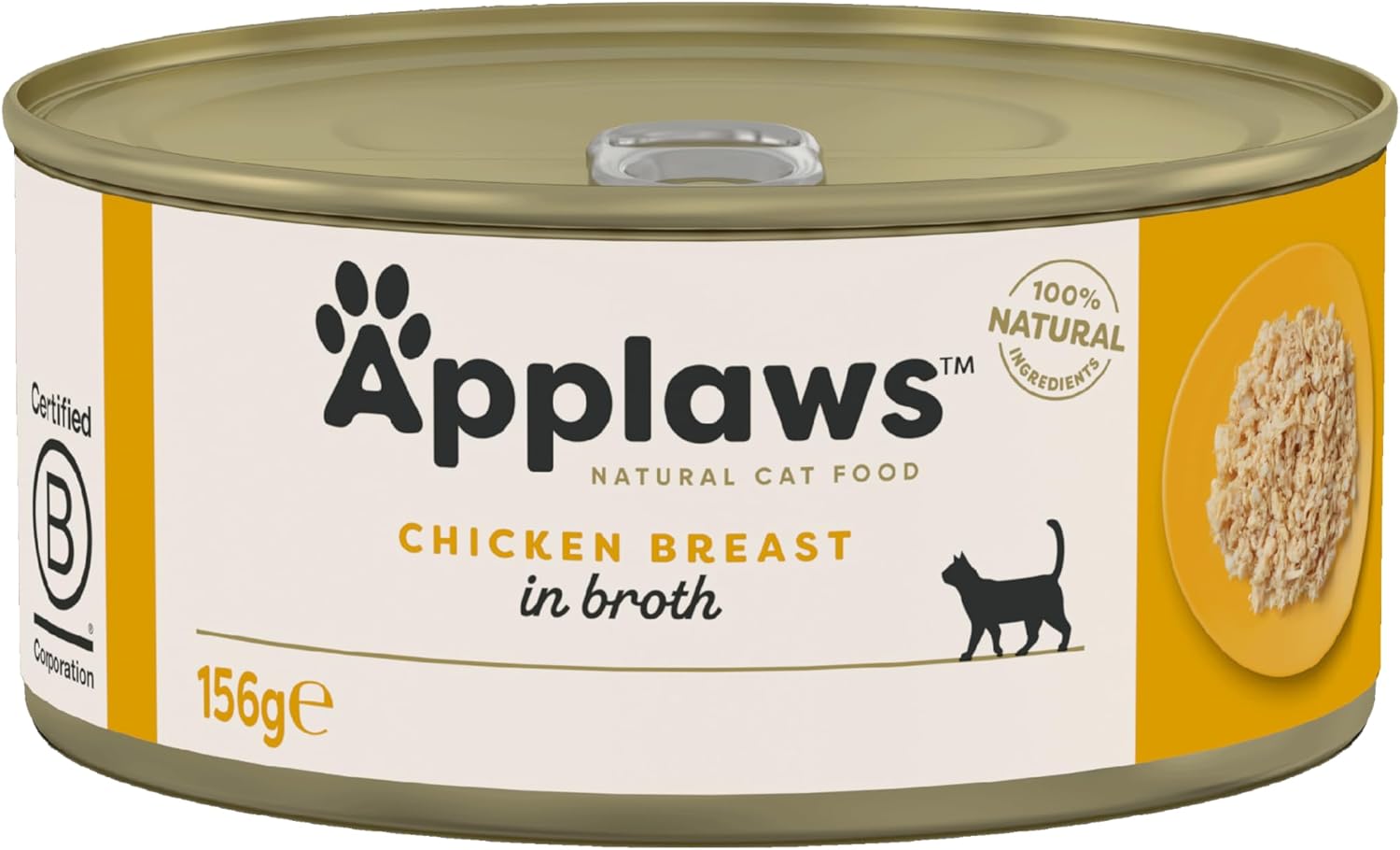 100% Natural Wet Cat Food, Chicken Breast In Broth 156 g Tin (Pack of 24)
