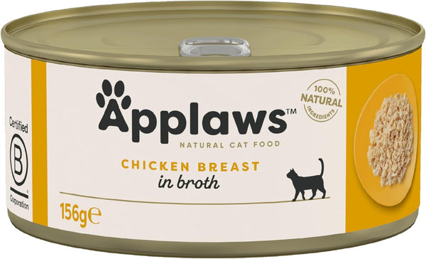 100% Natural Wet Cat Food, Chicken Breast In Broth 156 g Tin (Pack of 24)