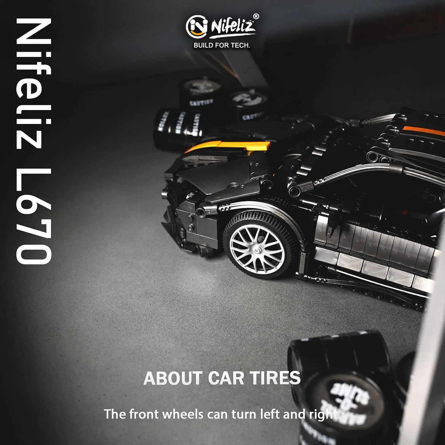 L670 Sports Car MOC Building Blocks, Adult Collectible Model Set, 1:14 Scale Construction Toy (1337 Pcs)