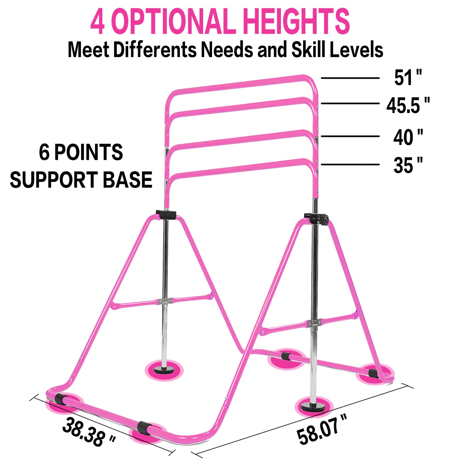 Horizontal Bar Gymnastics Kids Garden Home Reck Stretching Folding Value Gift Set, Fitness Expandable Gym Training Bar Equipment Adjustable Height for