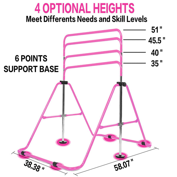 Horizontal Bar Gymnastics Kids Garden Home Reck Stretching Folding Value Gift Set, Fitness Expandable Gym Training Bar Equipment Adjustable Height for