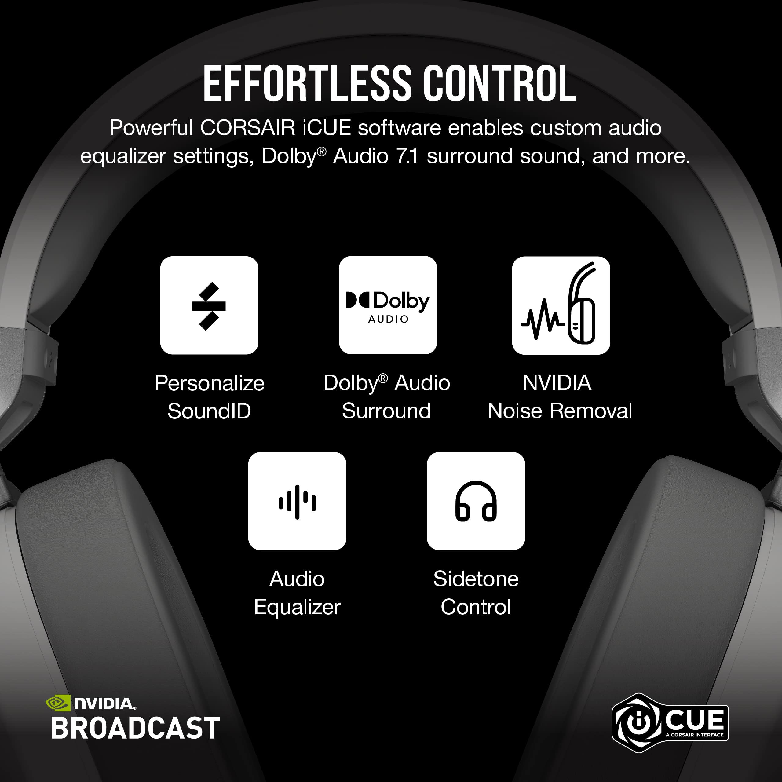 CORSAIR HS65 WIRELESS Multiplatform Gaming Headset with Bluetooth – Dolby 7.1 Surround Sound – Omni-Directional Microphone – iCUE Compatible – PC, Mac, PS5, PS4, Nintendo Switch, Mobile – Carbon