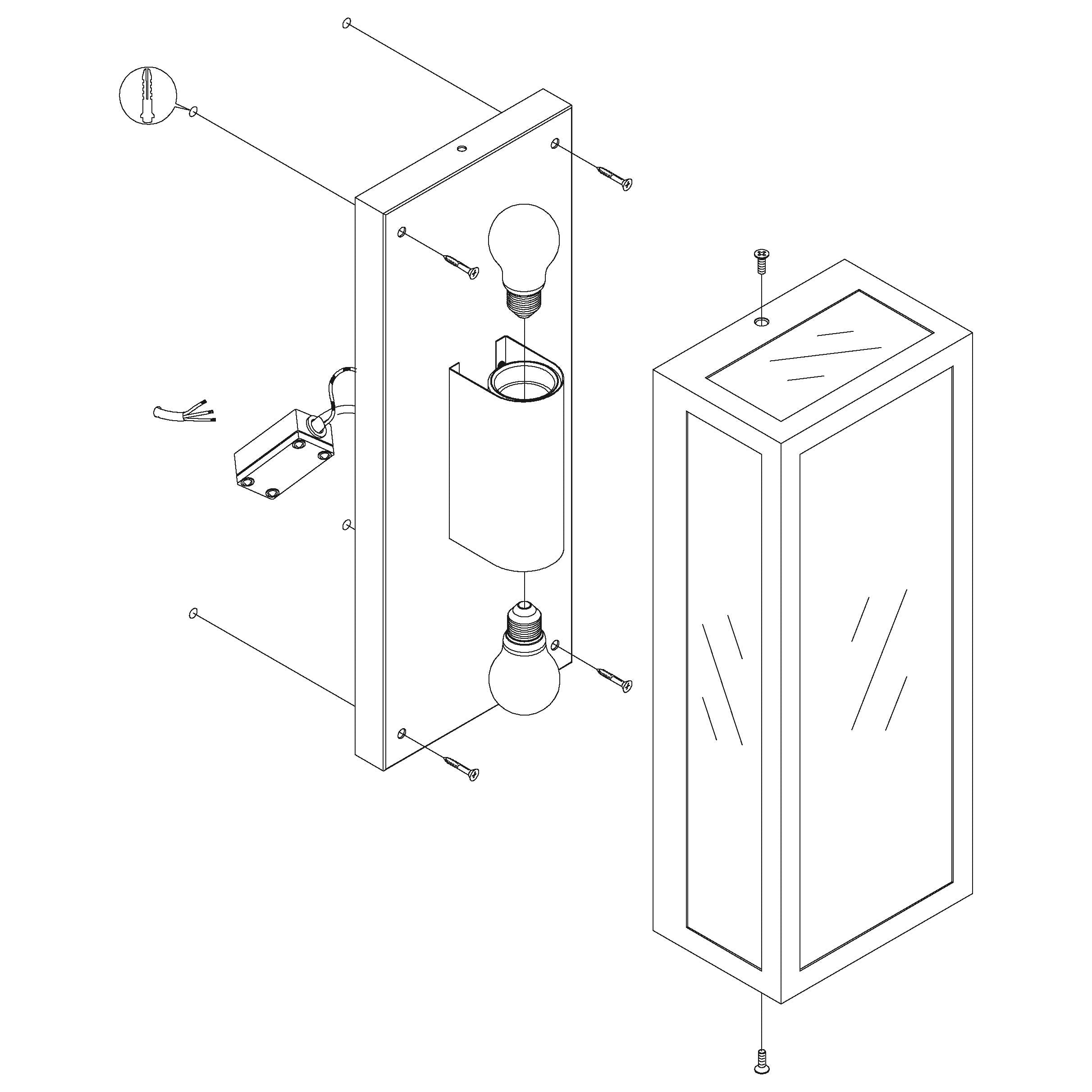 Eglo Amezola 2-Flame Vintage Wall Light, Black Steel and Clear Glass Industrial Wall Lamp, Living Room, Hallway and Bathroom Lighting, E27 Socket,