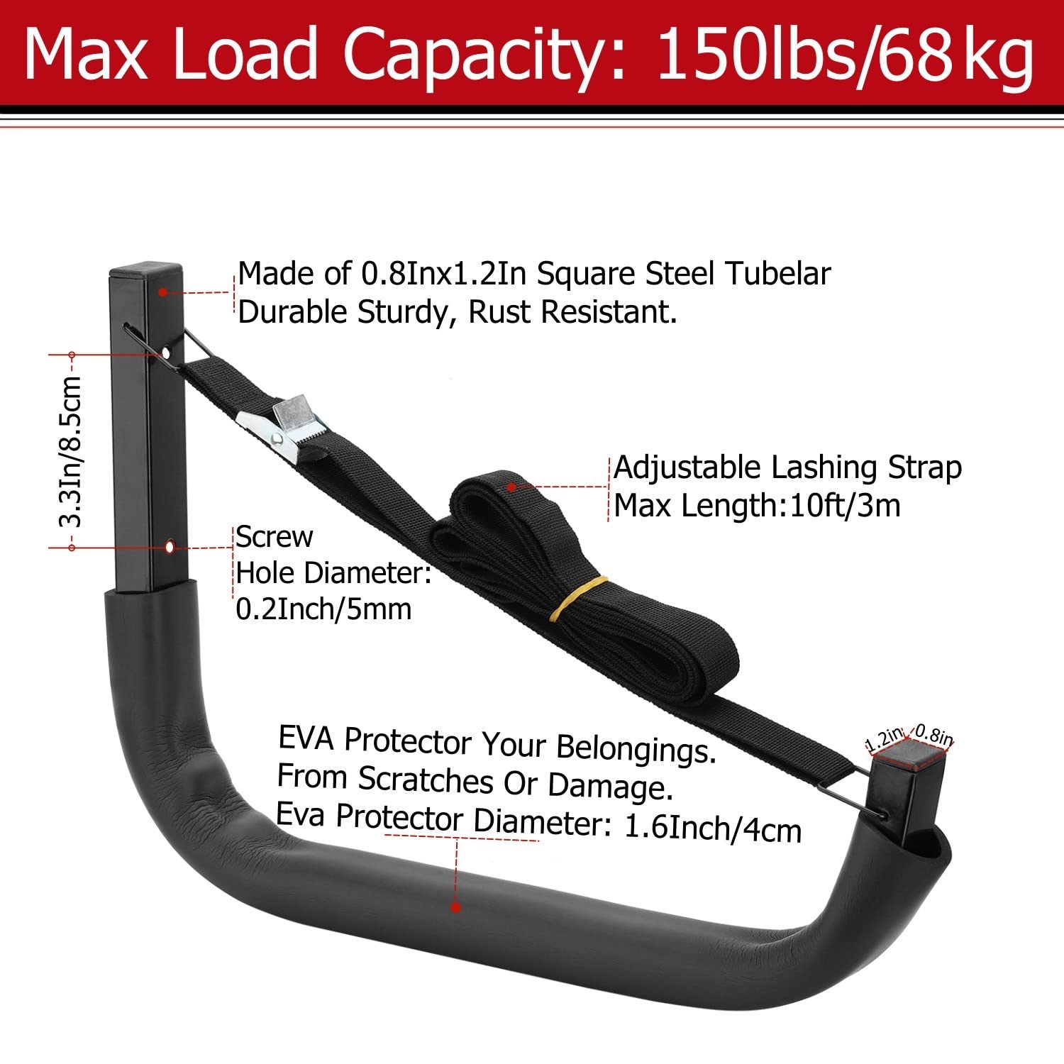 Heavdace Kayak Storage Rack, Wall Mount Garage Canoe Storage Hangers for Kayaks or Paddleboards, Heavy Duty Storage Hooks (38cm x 26.7cm)