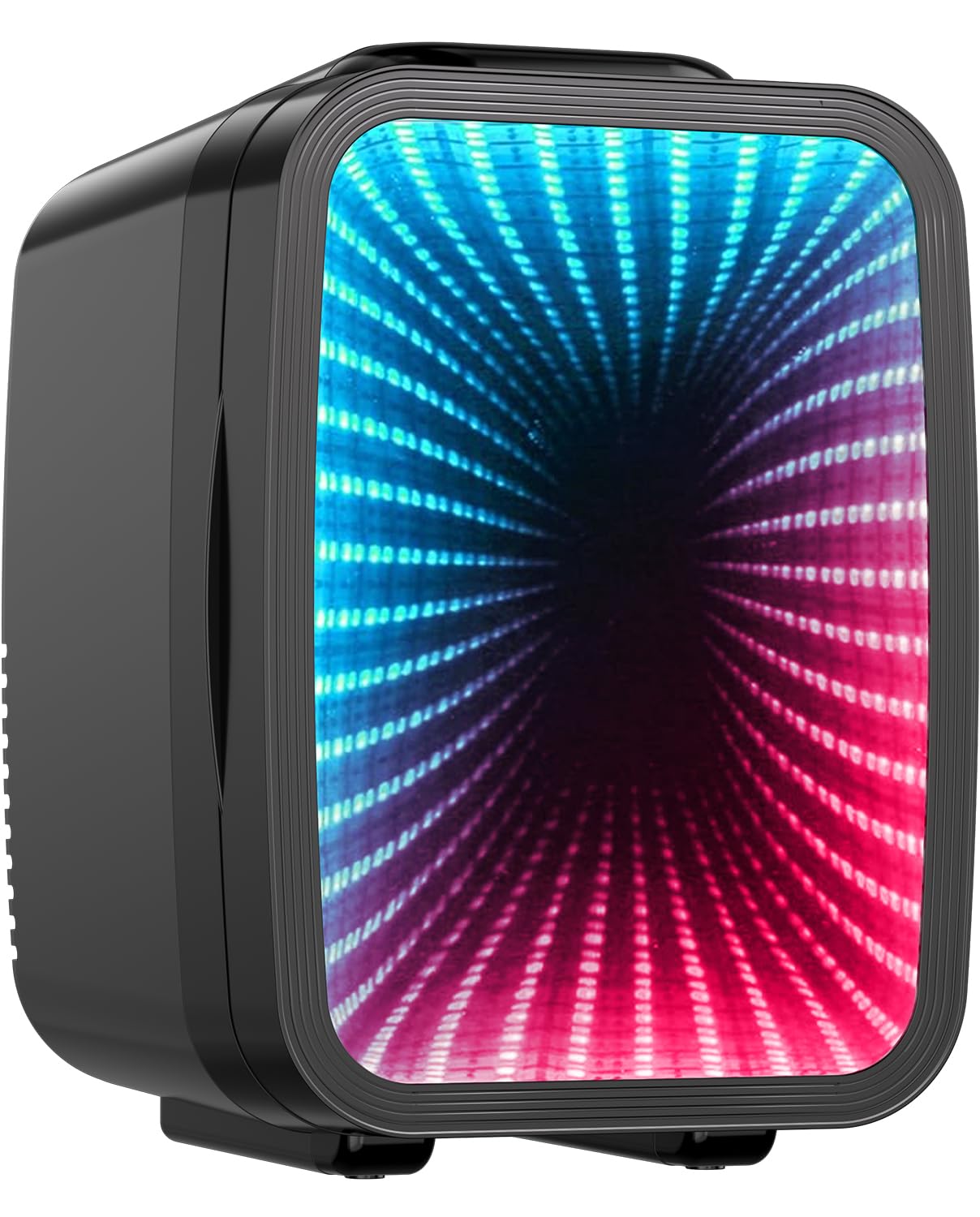 LIGIANT MF01C Mini Fridge, 7 Light Modes Including Flashing Marquee, Quiet Cooling & Warming Function, AC/DC Power, 4 L/6 Cans Capacity, Small Refrigerator for Gaming Room, Bedroom, Office and Car