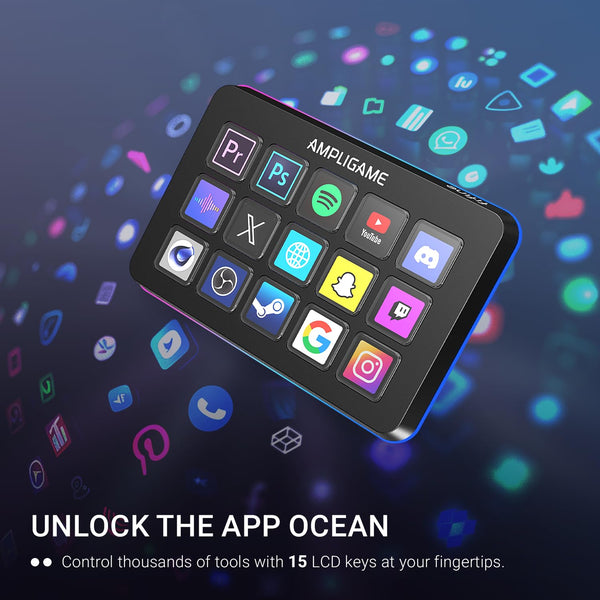 FIFINE Streaming Controller with 15 Customizable Keys for Live Stream, Gaming and Podcast, Macro Keyboard Compatible with Twitch/OBS/YouTube/Streamlabs Etc, White Keypad for Mac and PC - D6W