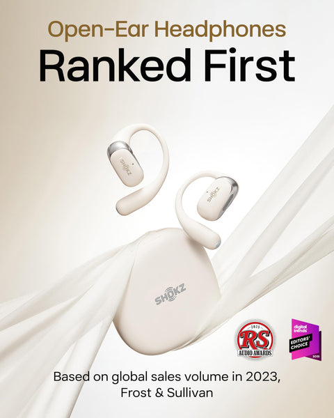 SHOKZ OpenFit 2 Open-Ear Headphones, True Wireless Bluetooth Earphones with Microphone, Earhook Earbuds with 48 Hours of Playtime, USB-C Fast Charging, IP55 Water-Resistant, with Carrying bag, Black