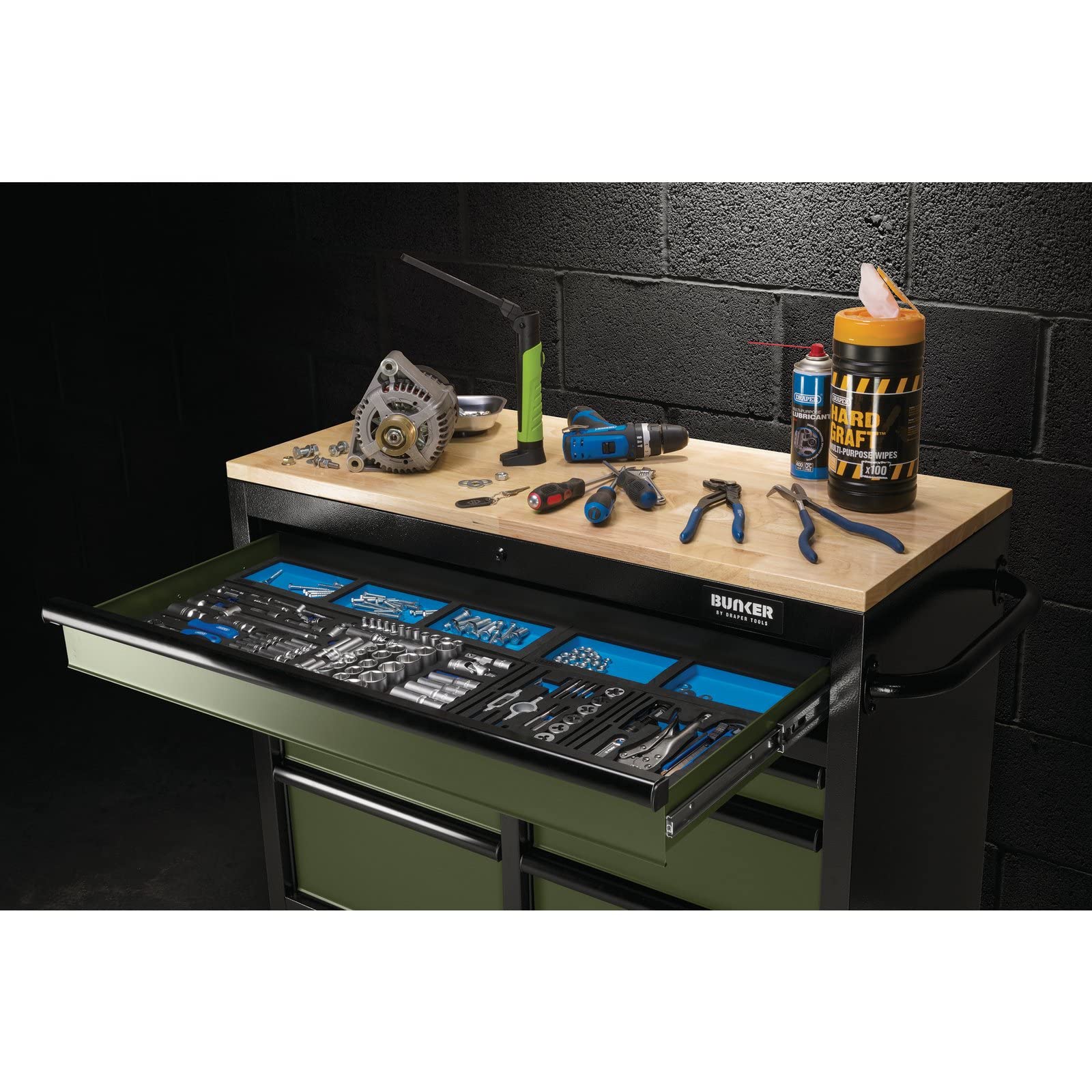 BUNKER 08216 Workbench Roller Tool Cabinet, 7 Drawer, 41 Inch, Grey