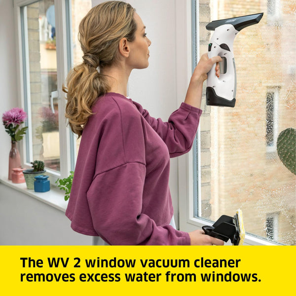 Kärcher Window Vac WV 2 Plus N, Battery Running Time: 35 min, LED Display for Battery Status, 2 Suction Nozzles, Spray Bottle with Microfibre Cloth, 20 ml Window Cleaner Concentrate