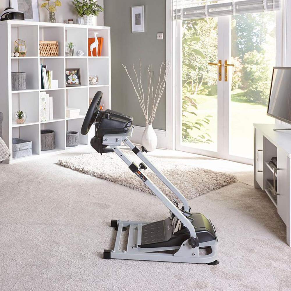 X-Rocker Steering Wheel Stand, Foldable Racing Wheel Stand with Seat Fixing Rod, Adjustable Height, Adjustable Angle, Suitable for Logitech, XBOX, Madcatz, Playstation, Racing Wheel Stand - Black