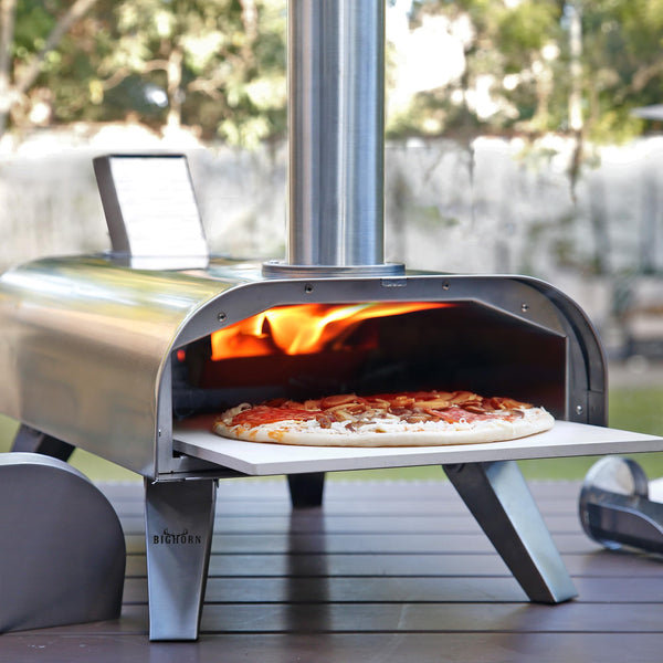 BIG HORN OUTDOORS Pizza Ovens Wood Pellet 12” Pizza Oven Cooking Pizza Maker Portable Pizza Grill (Black)