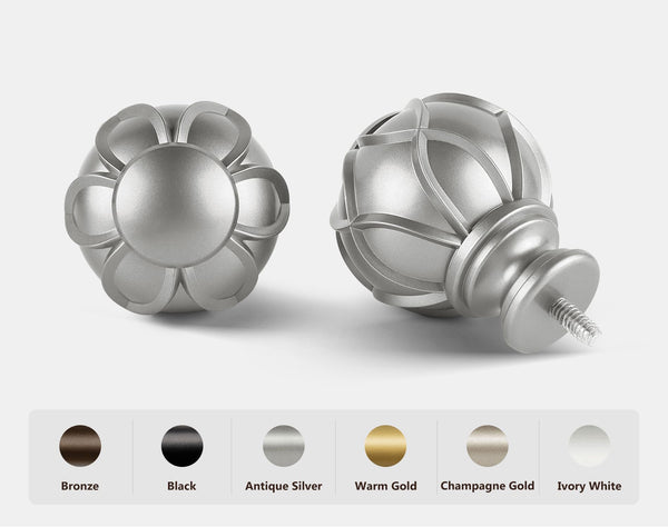 KAMANINA Curtain Poles for Eyelet Curtains 80 to 304 cm, Extendable Antique Silver Curtain Pole with Brackets, 22 mm Diameter Single Curtain Rod with