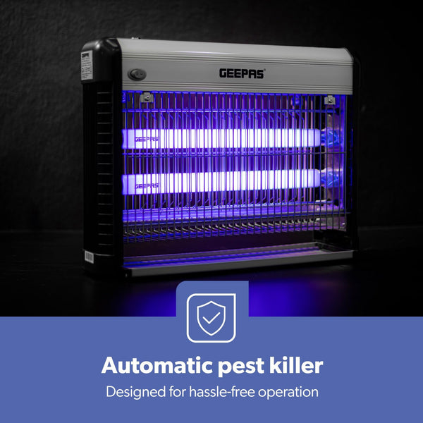 Geepas Electric Fly Killer & Bug Zapper | Powerful UV Light Indoor Insect Trap for Flies, Mosquitoes, Wasps | 50M² Coverage | Odourless & Low Noise | Plug-in Eco-Friendly Pest Control 20W